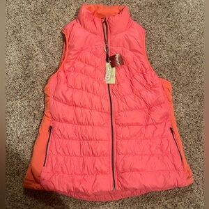 Tangerine Women’s XL Duck Down Coral Front Zip Vest, Zip Pockets new with tags